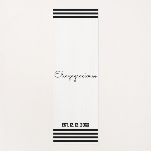 Personalized Cute Initial Name White B;ack Modern  Yogamat (Voorkant)
