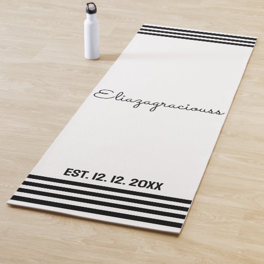 Personalized Cute Initial Name White B;ack Modern  Yogamat (In situ)