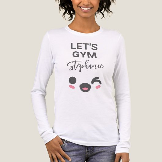 Personalized Cute Kawaii Let's Gym Tri-Blend Shirt (Voorkant volledig)