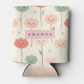 Personalized Cute Kawaii Pastel Smiling Flower  Blikjeskoeler (Voorkant)