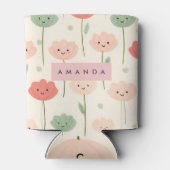 Personalized Cute Kawaii Pastel Smiling Flower  Blikjeskoeler (Achterkant)