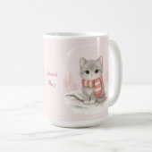 Personalized Cute Kitten Winter Mug Koffiemok (Voorkant rechts)