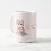 Personalized Cute Kitten Winter Mug Koffiemok (Voorkant links)