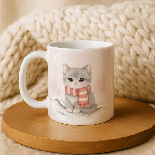 Personalized Cute Kitten Winter Mug Koffiemok