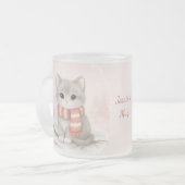Personalized Cute Kitten Winter Mug Matglas Koffiemok (Voorkant links)