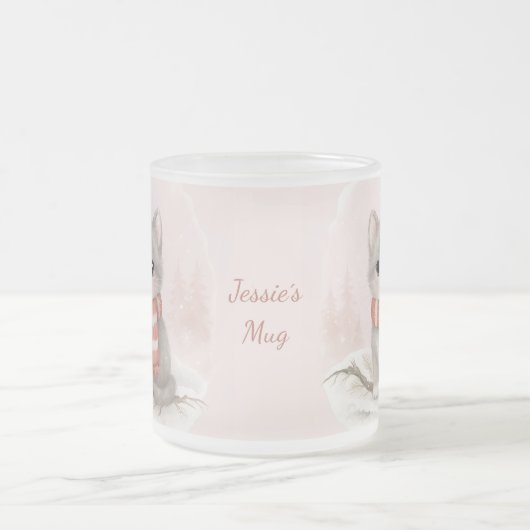 Personalized Cute Kitten Winter Mug Matglas Koffiemok (Center)