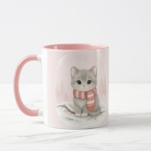 Personalized Cute Kitten Winter Mug Mok (Links)