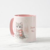 Personalized Cute Kitten Winter Mug Mok (Voorkant links)