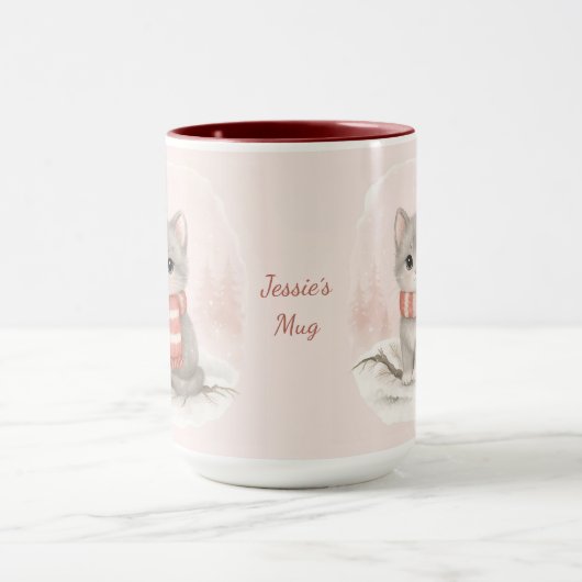 Personalized Cute Kitten Winter Mug Mok (Midden)