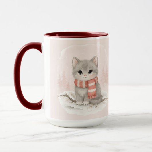 Personalized Cute Kitten Winter Mug Mok (Links)