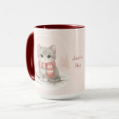 Personalized Cute Kitten Winter Mug Mok (Voorkant links)