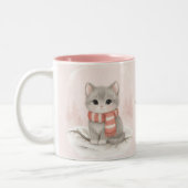 Personalized Cute Kitten Winter Mug Tweekleurige Koffiemok (Links)