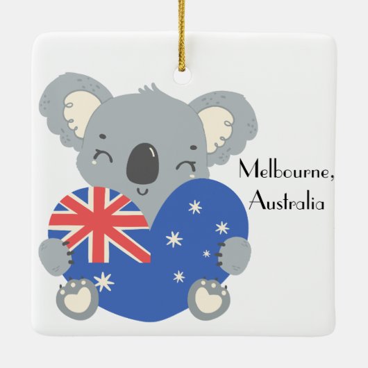 Personalized Cute Koala Australian Christmas Keramisch Ornament (Achterkant)