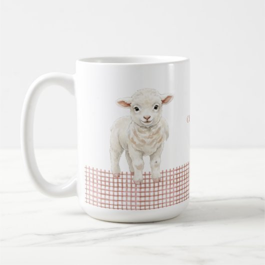 Personalized Cute Lamb Baby Sheep Name Mug Koffiemok (Links)
