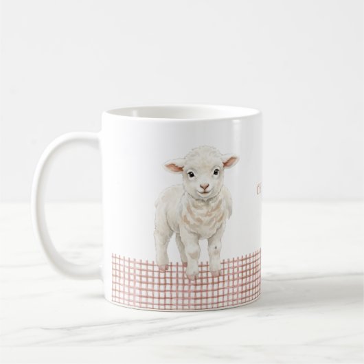 Personalized Cute Lamb Baby Sheep Name Mug Koffiemok (Links)
