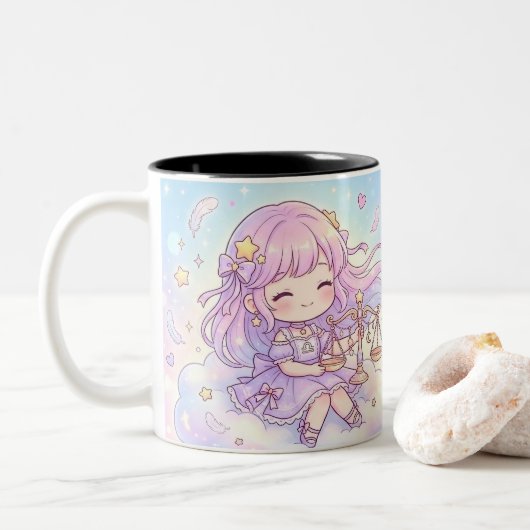 Personalized Cute Libra Zodiac Mug Tweekleurige Koffiemok (Met donut)