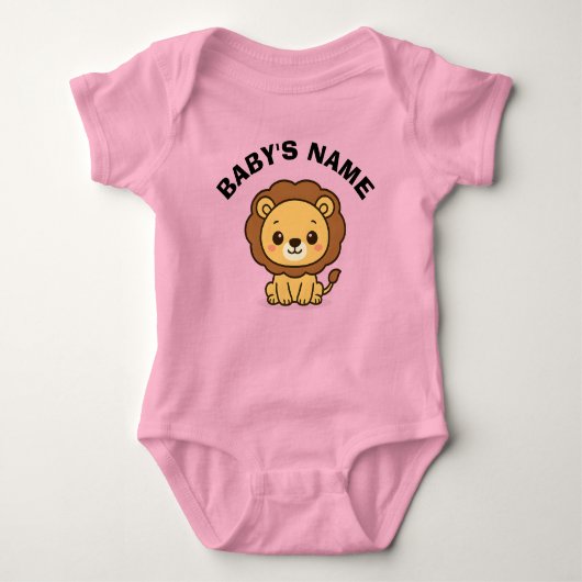 Personalized Cute Lion Baby Bodysuit (Voorkant)