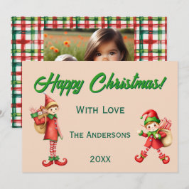 Personalized Cute Little Elf Christmas Photo Feestdagenkaart