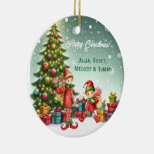 Personalized Cute Little Elf Christmas Photo Keramisch Ornament (Rechts)