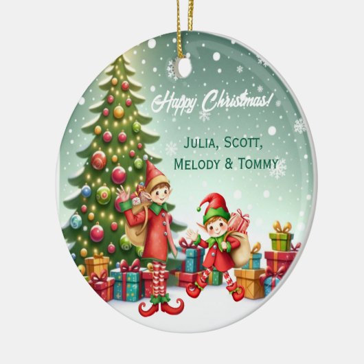 Personalized Cute Little Elf Christmas Photo Keramisch Ornament (Links)