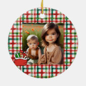 Personalized Cute Little Elf Christmas Photo Keramisch Ornament (Achterkant)
