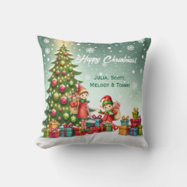 Personalized Cute Little Elf Christmas Photo Kussen