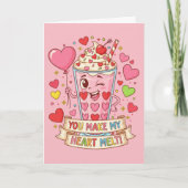 Personalized Cute Love Milkshake Valentine Kaart (Voorkant)