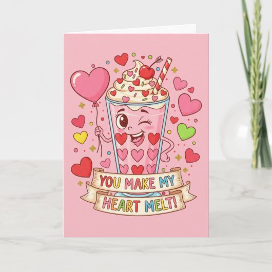 Personalized Cute Love Milkshake Valentine Kaart (Voorkant)