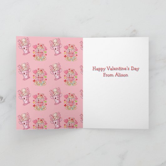 Personalized Cute Love Milkshake Valentine Kaart (Binnen)