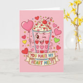 Personalized Cute Love Milkshake Valentine Kaart (Gele Bloem)
