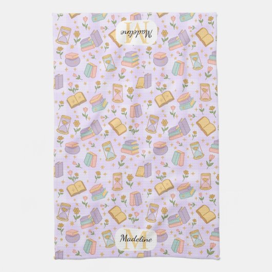 Personalized Cute Magic Monogram Kitchen Towels Theedoek (Verticaal)