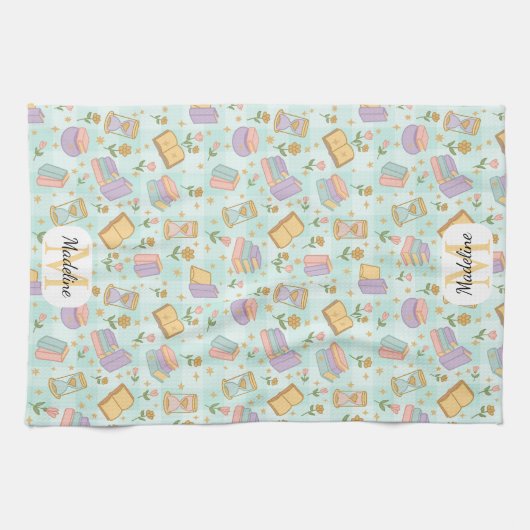 Personalized Cute Magic Monogram Kitchen Towels Theedoek (Horizontaal)