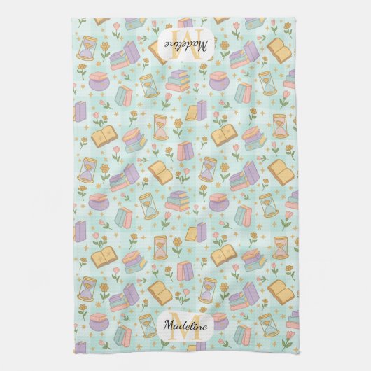 Personalized Cute Magic Monogram Kitchen Towels Theedoek (Verticaal)