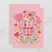 Personalized Cute Milkshake Classroom Valentine Briefkaart (Voorkant / Achterkant)