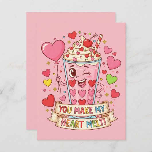 Personalized Cute Milkshake Classroom Valentine Briefkaart (Voorkant / Achterkant)