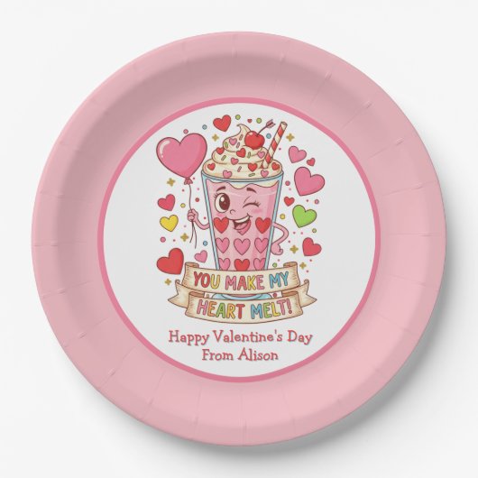 Personalized Cute Milkshake Classroom Valentine Papieren Bordje (Voorkant)