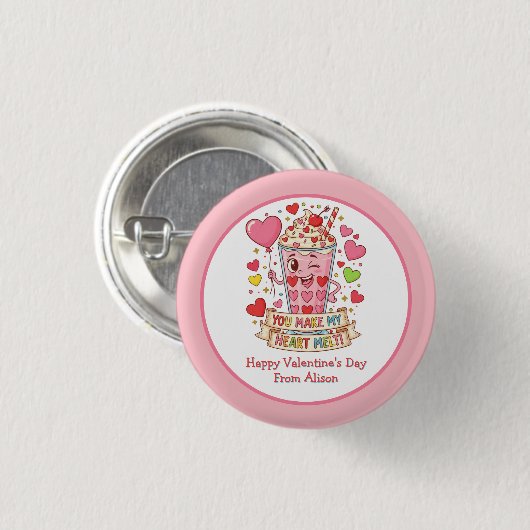 Personalized Cute Milkshake Classroom Valentine Ronde Button 3,2 Cm (Voorkant /achterkant)