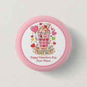 Personalized Cute Milkshake Classroom Valentine Ronde Button 3,2 Cm (Voorkant)