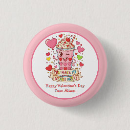 Personalized Cute Milkshake Classroom Valentine Ronde Button 3,2 Cm