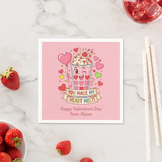 Personalized Cute Milkshake Classroom Valentine Servet (Insitu)