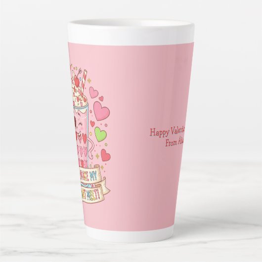 Personalized Cute Milkshake Valentine Latte Mok (Voorkant)