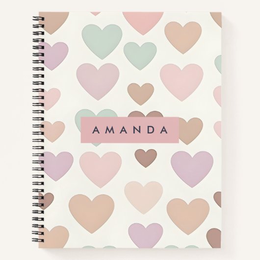 Personalized Cute Minimal Heart Pastel Notitieboek (Voorkant)