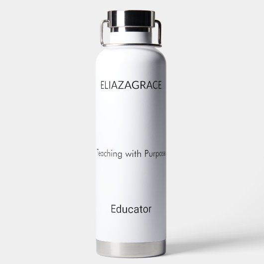 Personalized Cute Name Quote Confident Teacher Waterfles (Achterkant)