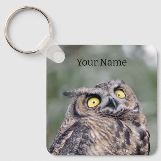 Personalized Cute Owl Keychain - Add Your Name (Voorkant)