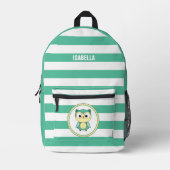 Personalized Cute Owl Stripped Backpack Bedrukte Rugzak (Voorkant)