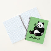 Personalized Cute Panda Bear Greenery Bamboo Notitieboek (Binnen)
