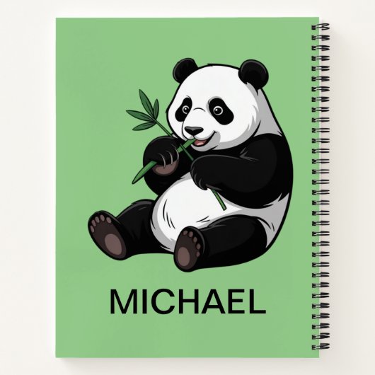 Personalized Cute Panda Bear Greenery Bamboo Notitieboek (Achterkant)