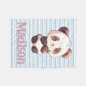 Personalized Cute Panda Fleece Deken (Voorkant (Horizontaal))