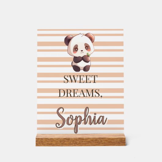 Personalized Cute Panda Sweet Dreams Acryl Bord (Voorkant)