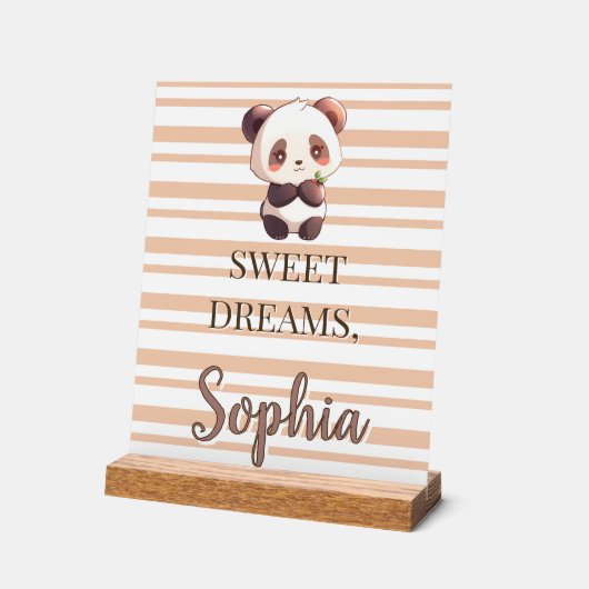 Personalized Cute Panda Sweet Dreams Acryl Bord (Hoek)
